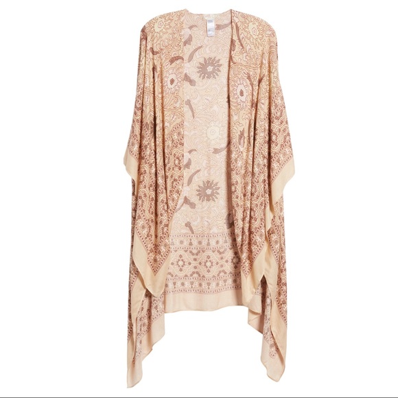 FREE PEOPLE BOHO KIMONO FLOWY CARDIGAN CAPE A2C - Picture 4 of 15